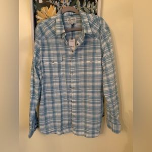 Lucky Brand Saturday Stretch Snap Button Down, XL